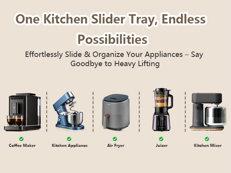 Bamboo coffee machine mobile tray, 360° rotating kitchen appliance, silent sliding base, cabinet storage rack(Image6)