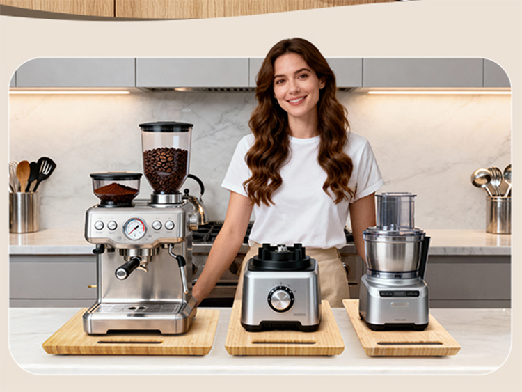 Bamboo coffee machine mobile tray, 360° rotating kitchen appliance, silent sliding base, cabinet storage rack(Image2)