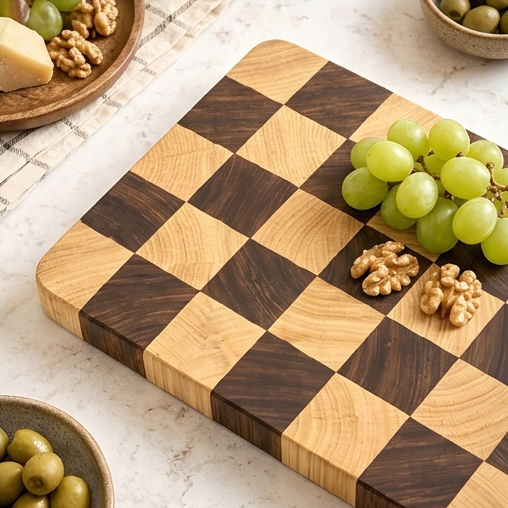 Checkerboard Bamboo Cutting Board