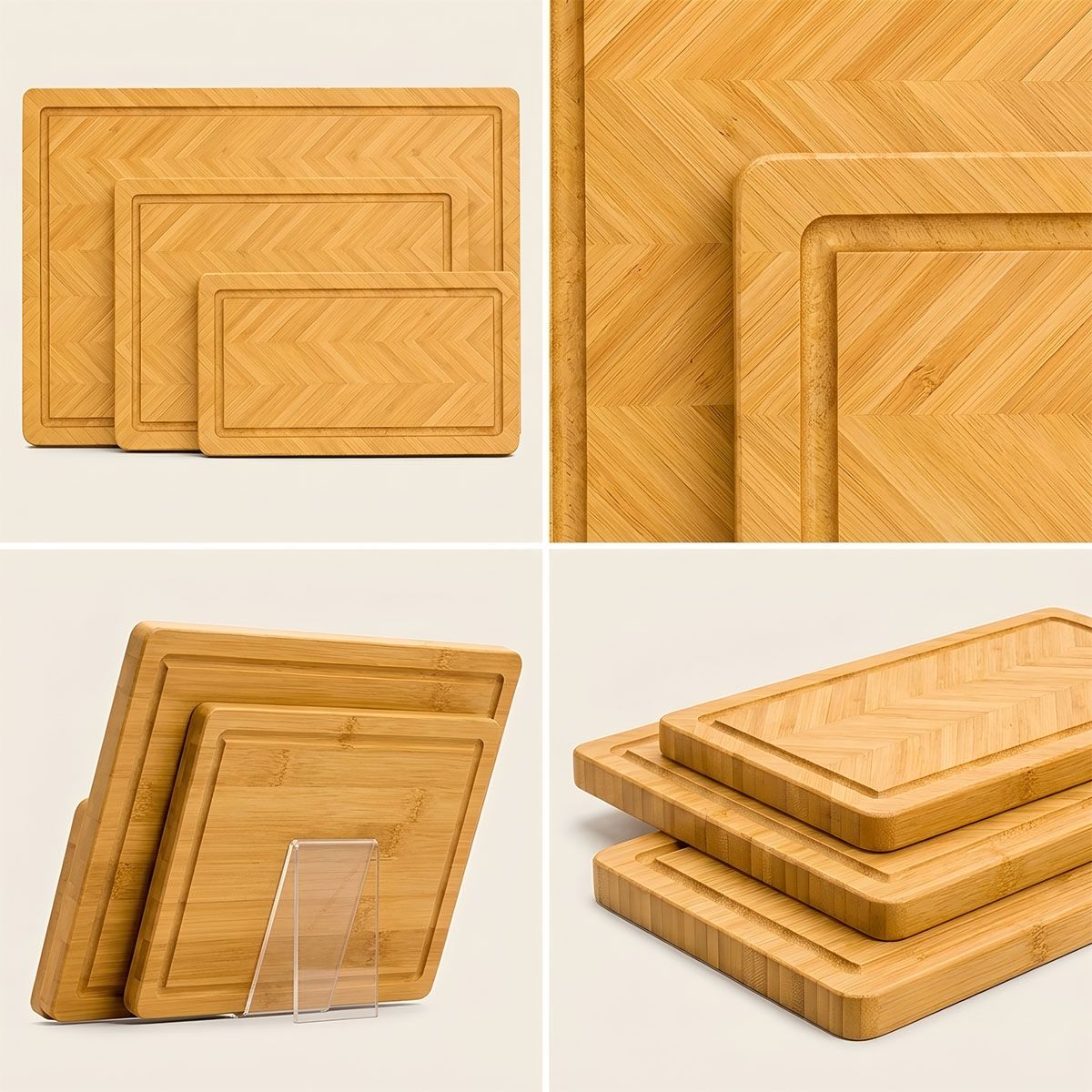 Herringbone Bamboo Cutting Board Set(Image1)
