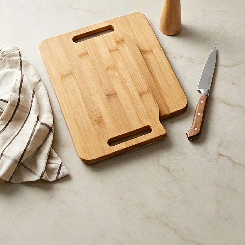 Rounded handle groove cutting board set