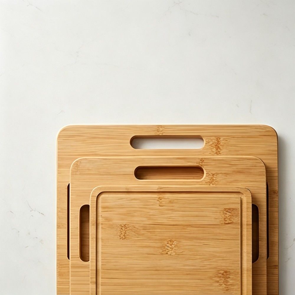 Rounded handle groove cutting board set