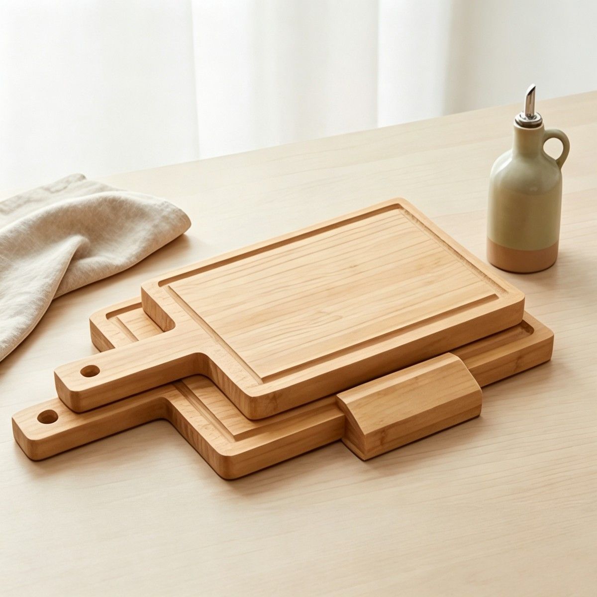 Square handle cutting board set