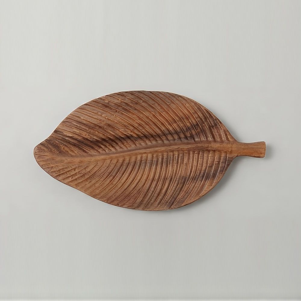 Leaf shaped Acacia Wooden Tray