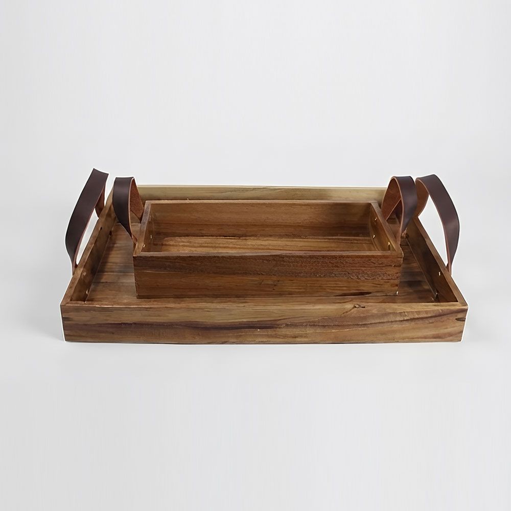 Leather handle tray small/large