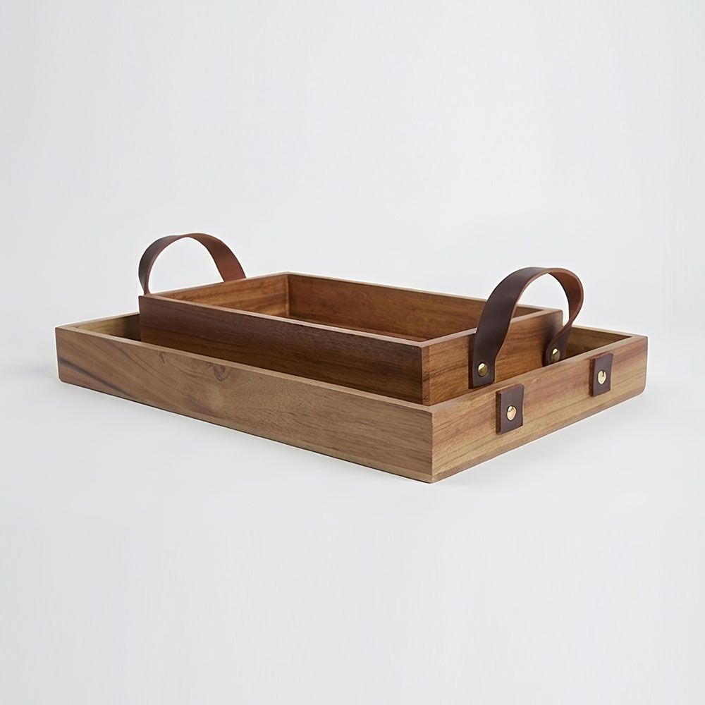 Leather handle tray small/large