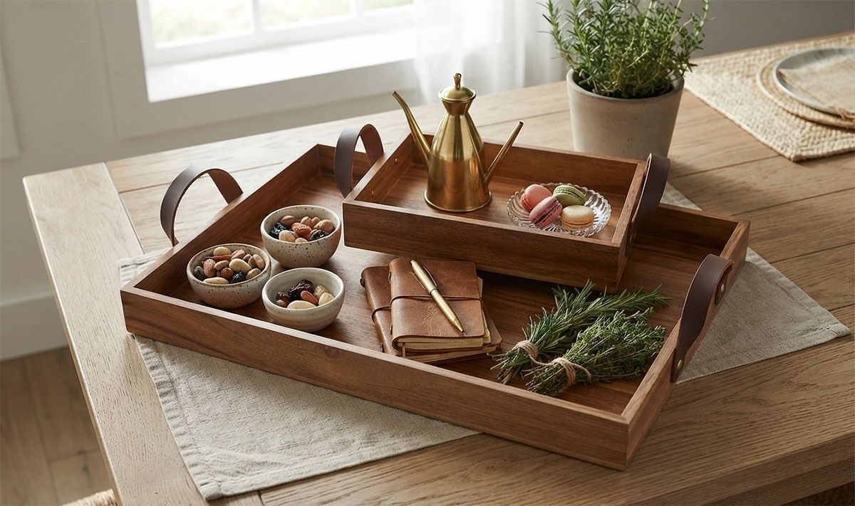 Leather handle tray small/large(Image1)