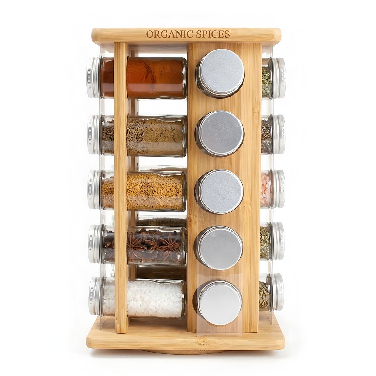 Rotating bamboo seasoning rack