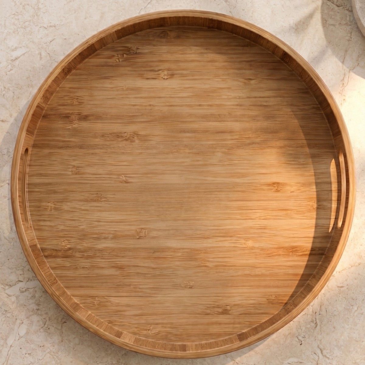 Circular bamboo display tray