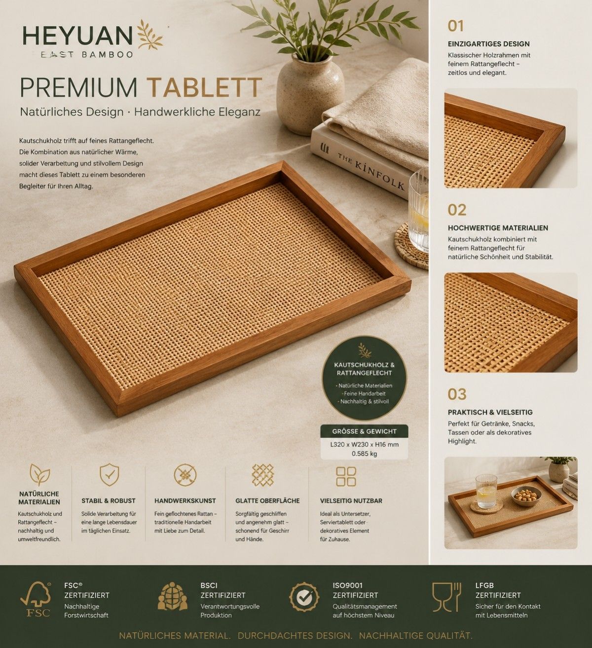 Natural rattan frame tray(Image5)
