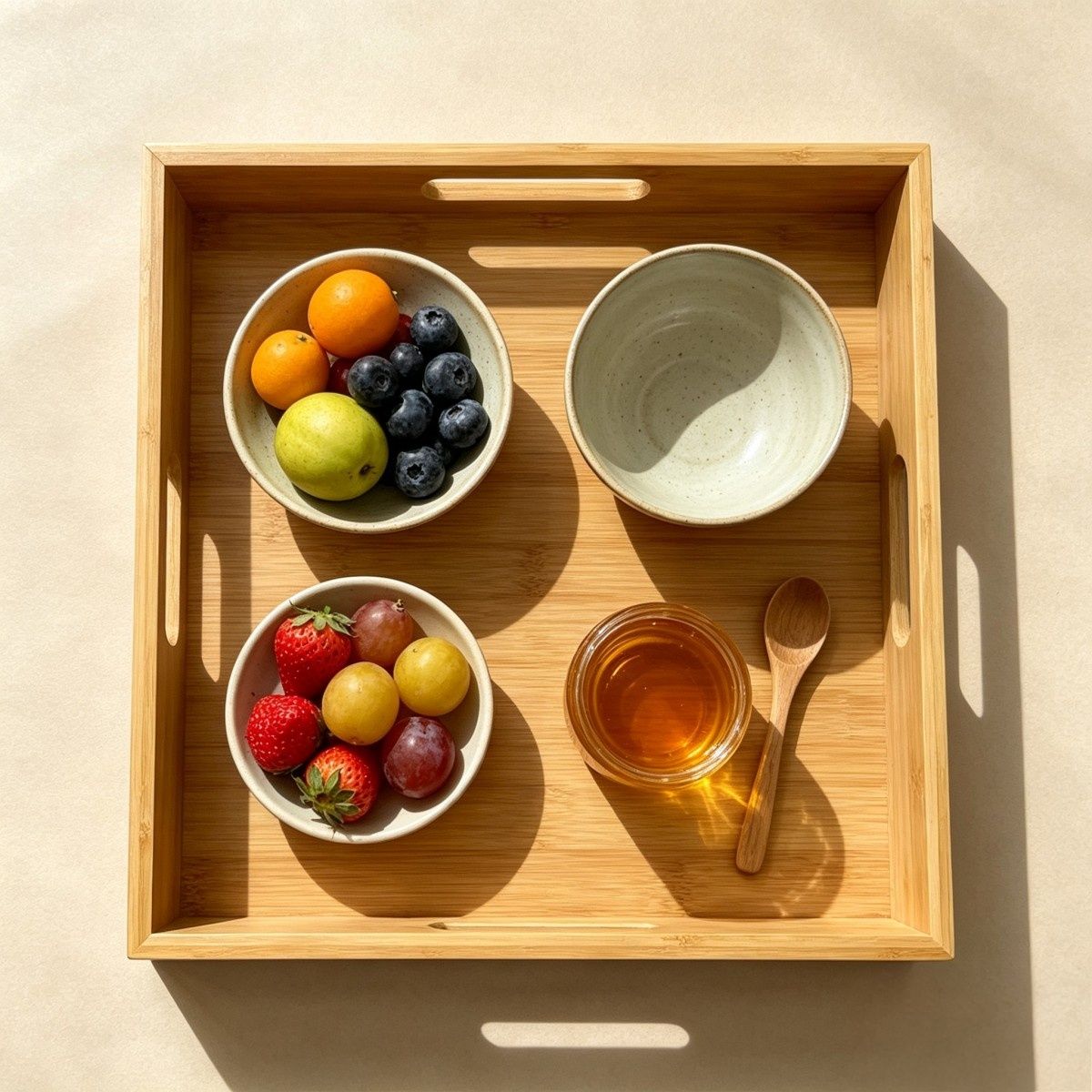 Rectangular bamboo tray