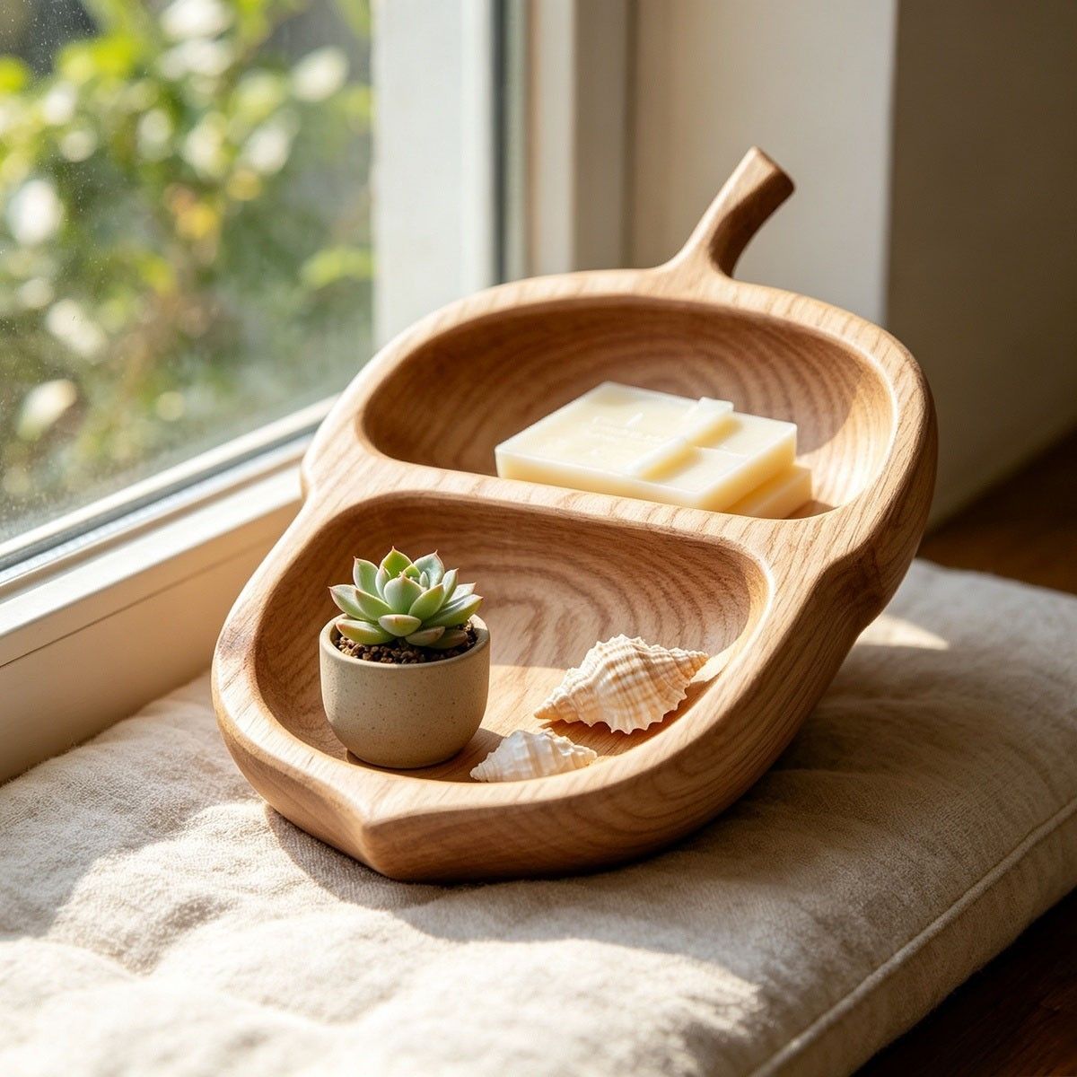 Acacia oak shaped tray