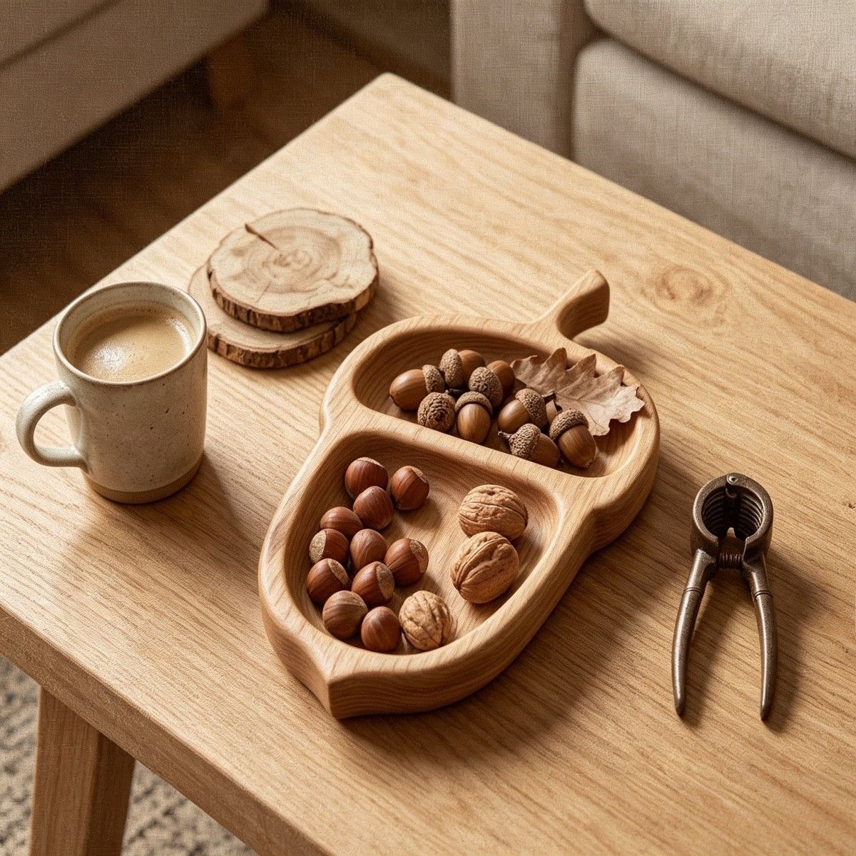 Acacia oak shaped tray