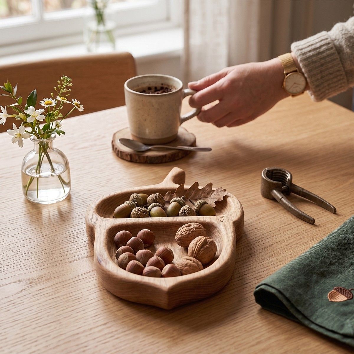 Acacia oak shaped tray