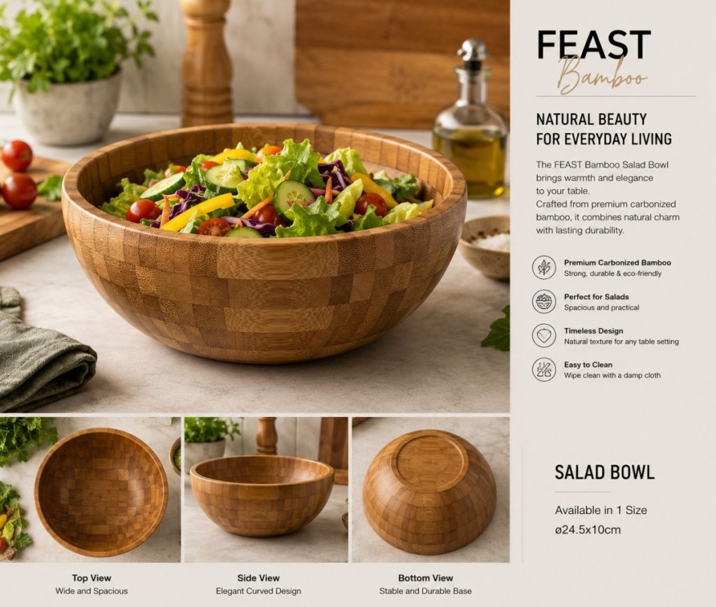 Bamboo Charm · Carbon Art Salad Bowl(Image5)
