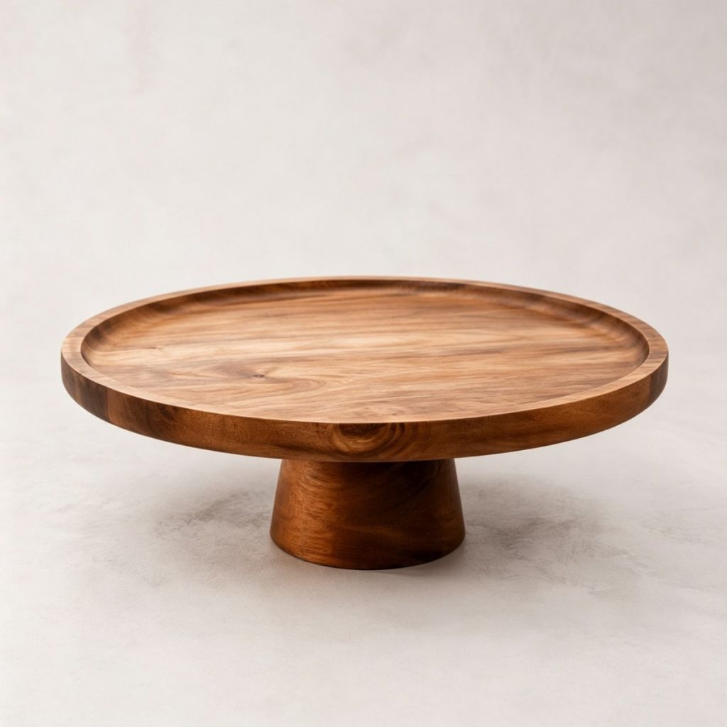 Acacia wood cake plate