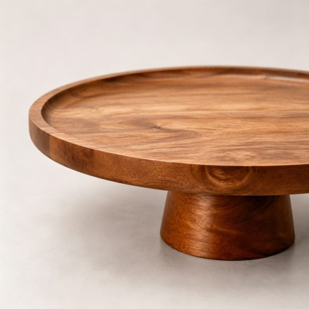 Acacia wood cake plate
