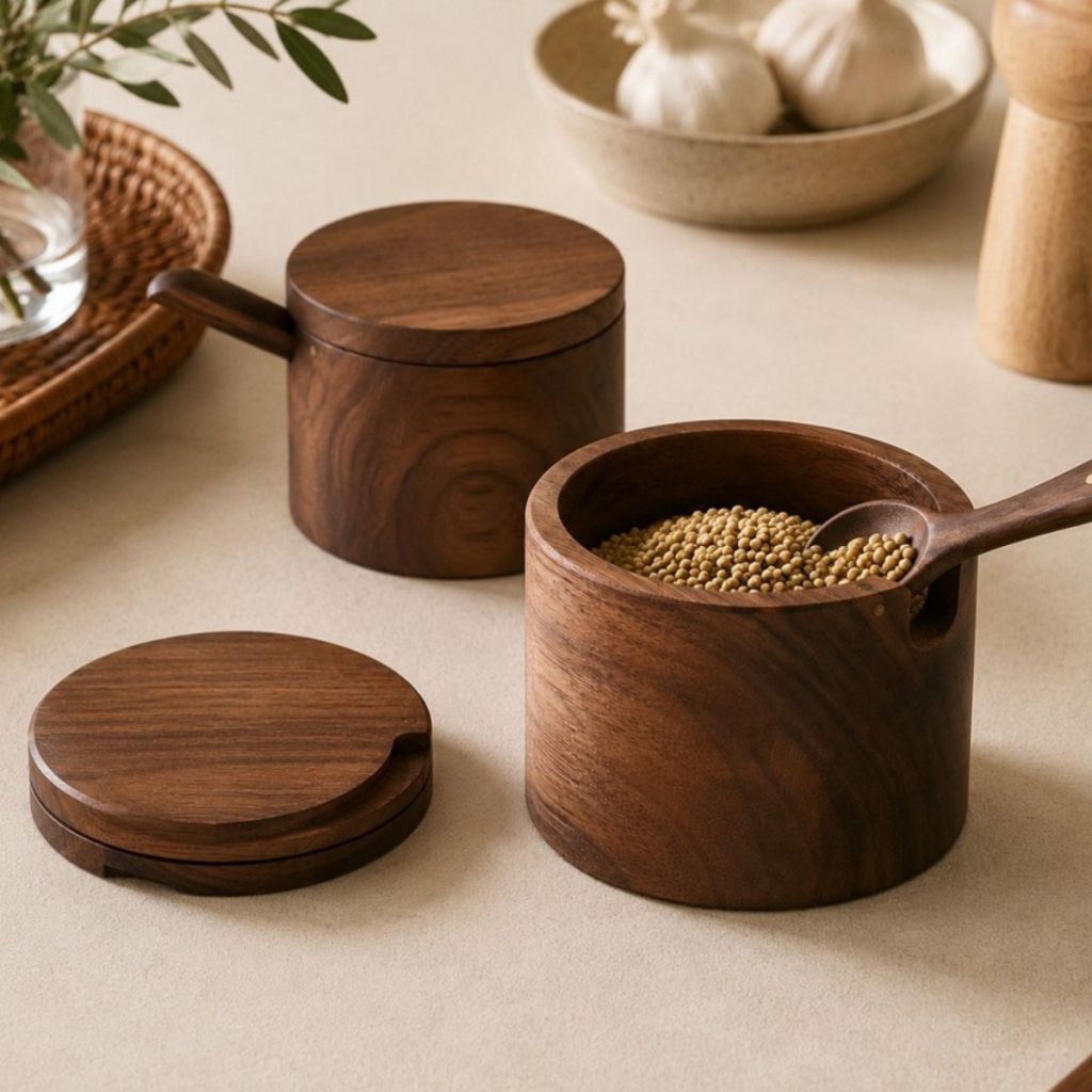 Rongcai European style wooden sugar jar