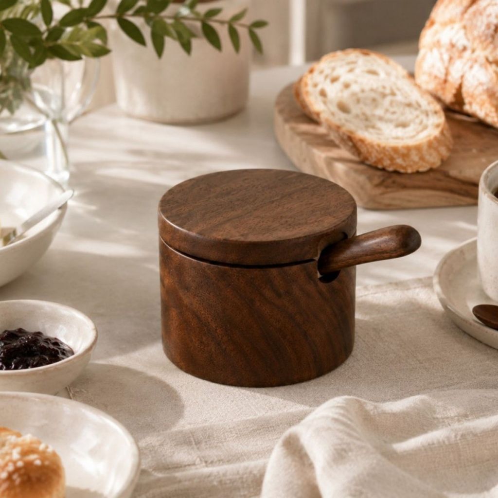 Rongcai European style wooden sugar jar