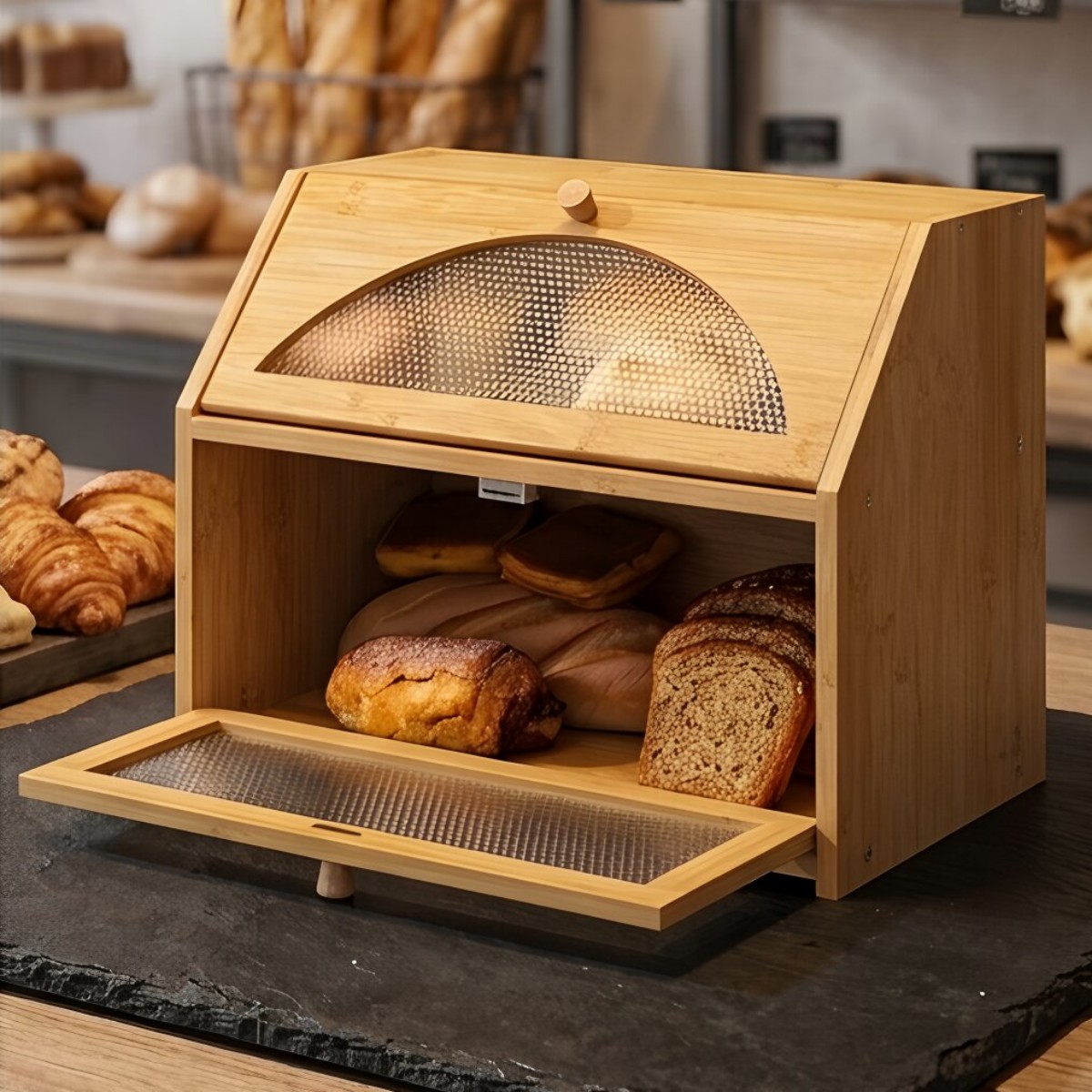 Double layered bread cabinet