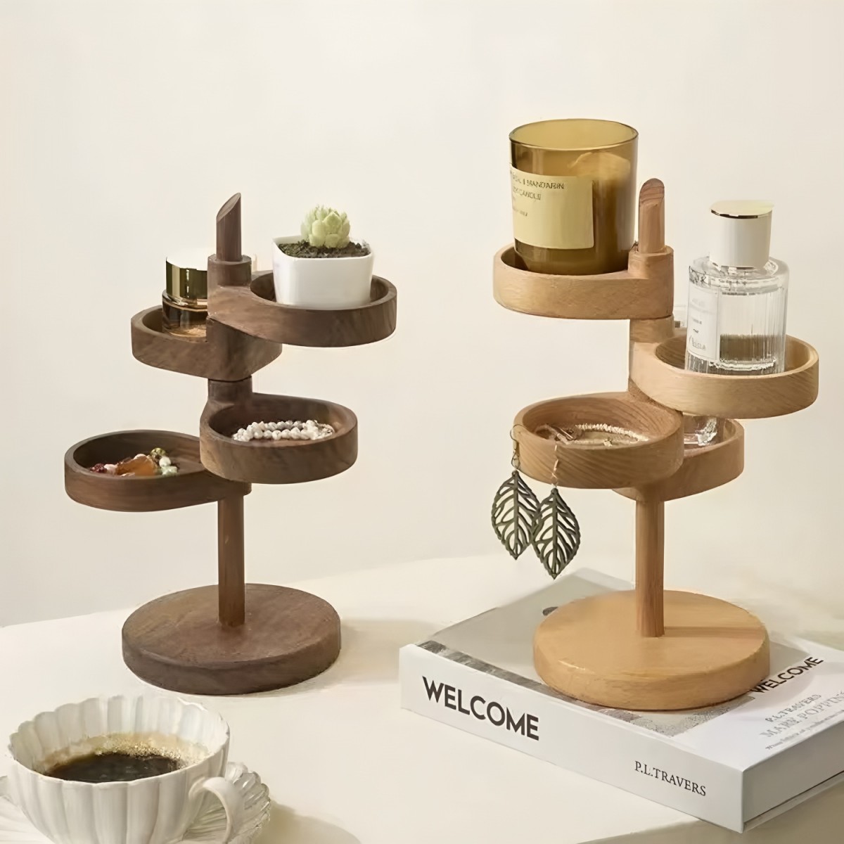 Rotating wooden storage rack