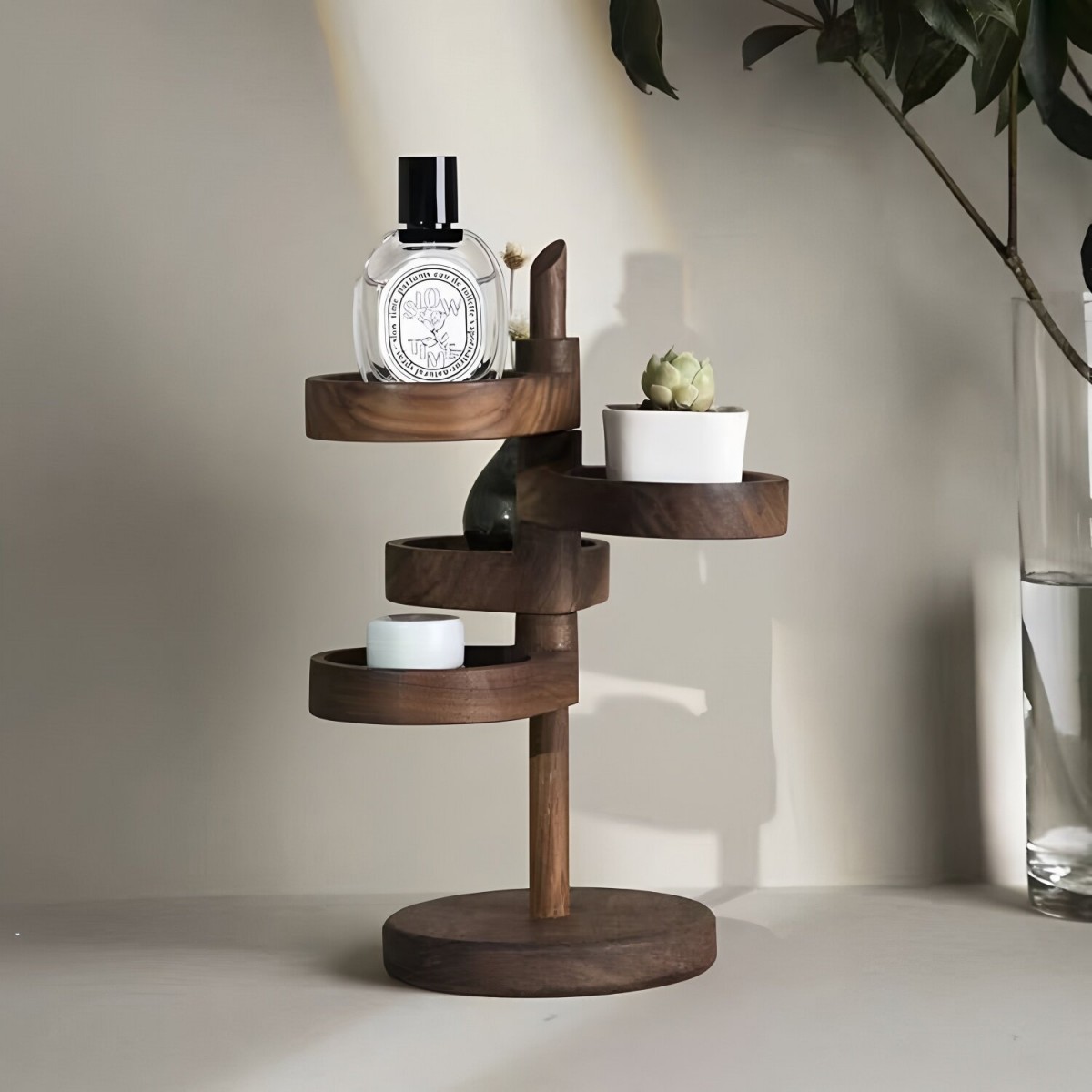 Rotating wooden storage rack