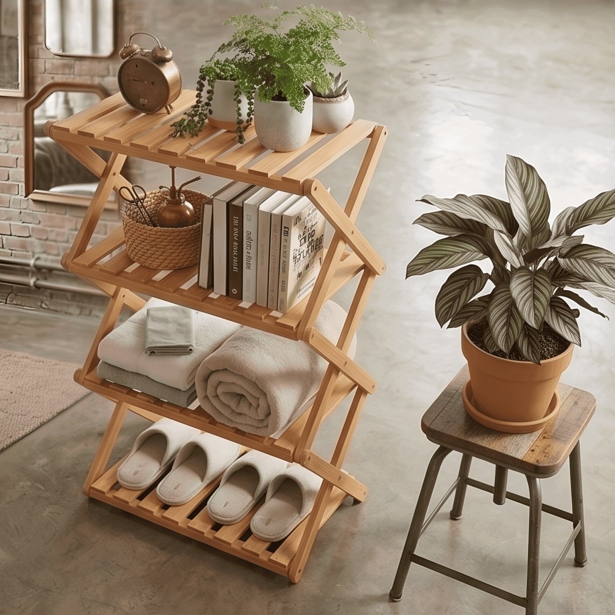 Foldable BambooStorage Rack