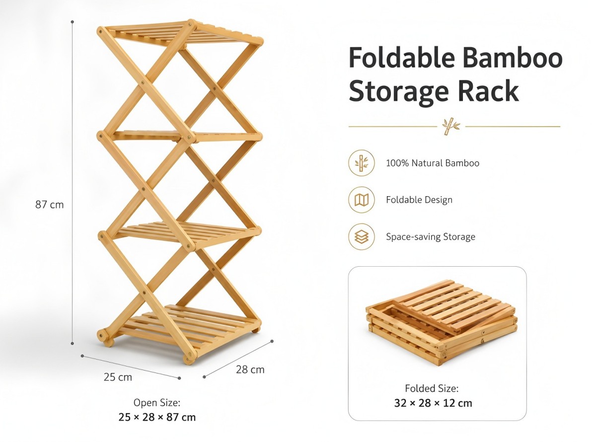 Foldable BambooStorage Rack(Image1)