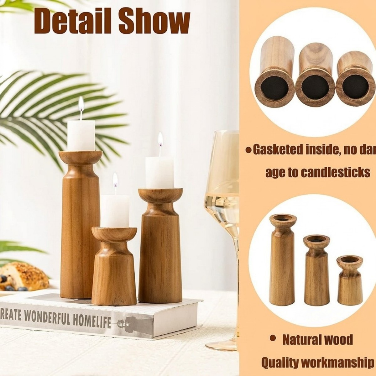 Natural wood candle holder(Image1)
