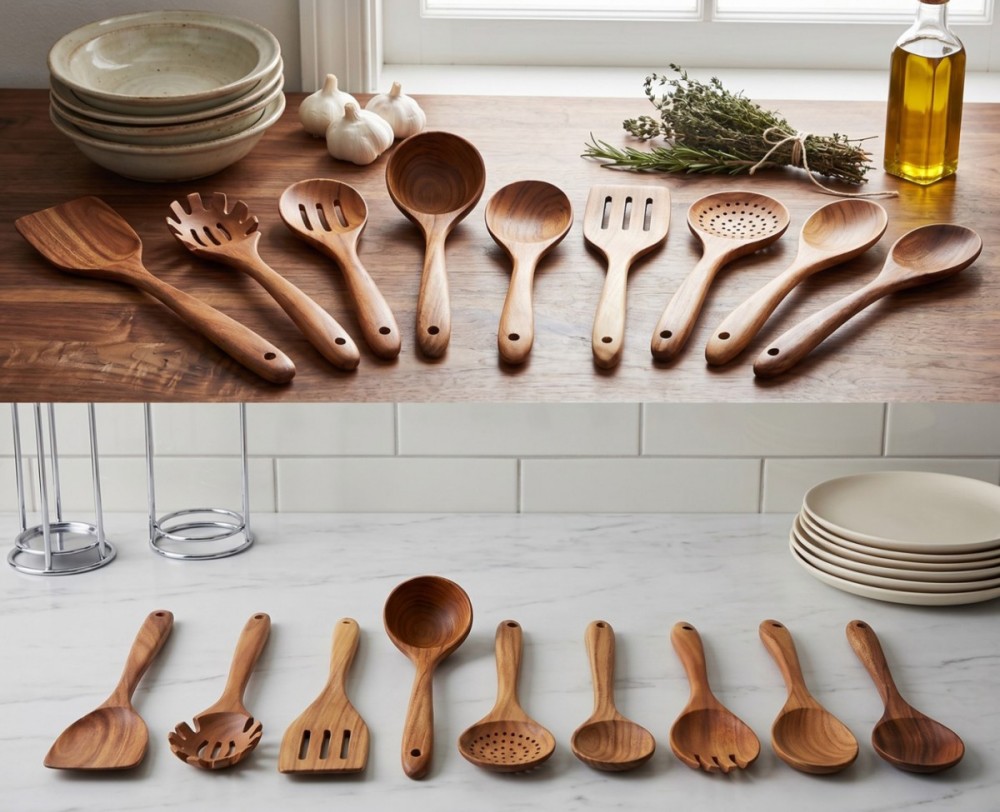Teakwood Pot Lifter and Spoon Set of 9(Image2)