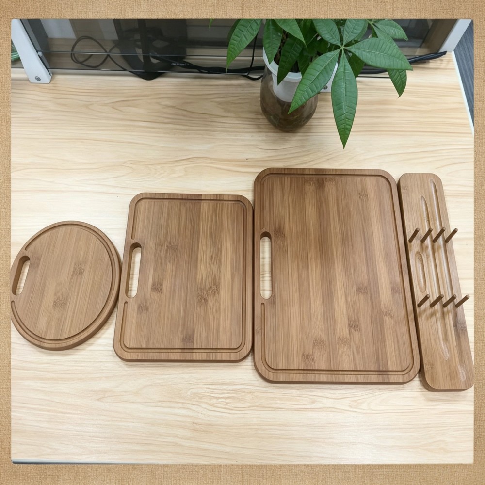Carbonized bamboo cutting board three piece set
