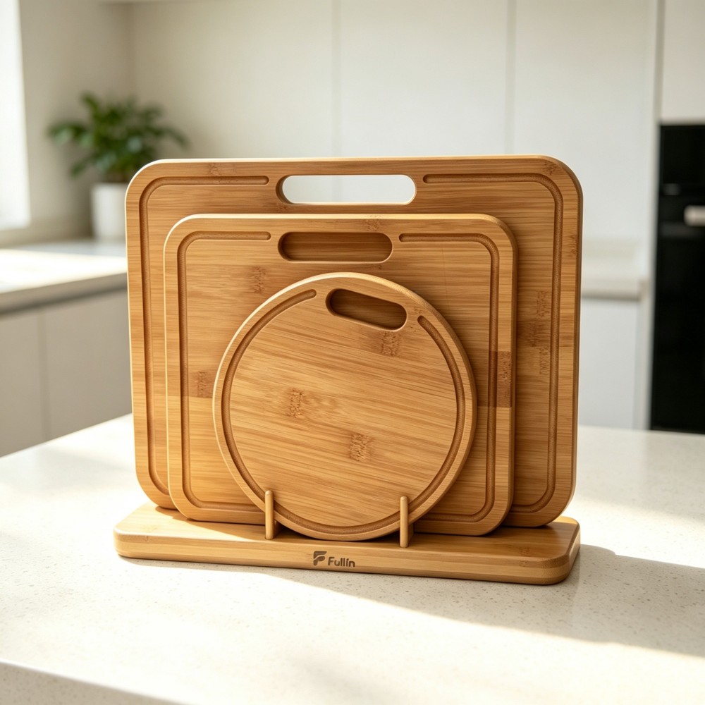Carbonized bamboo cutting board three piece set